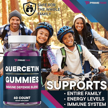 Quercetin + Zinc + Vitamin C 1000mg Gummies Supplements with Elderberry, Flavonoid Vitamin for Kids Adults Immunity, Immune Support Gummy Booster Vegan (2 Pack) 60 Count (Pack of 2)