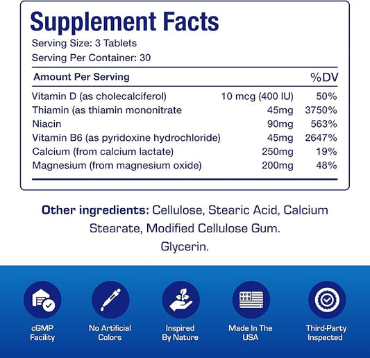 Advanced Calcium Magnesium Supplement - Clinically Formulated Magnesium Calcium with Vitamin D3 B1 B3 & B6 for Muscle Nerve Heart and Bone Health Support - Vegetarian Gluten Free Non-GMO (1 Month) M