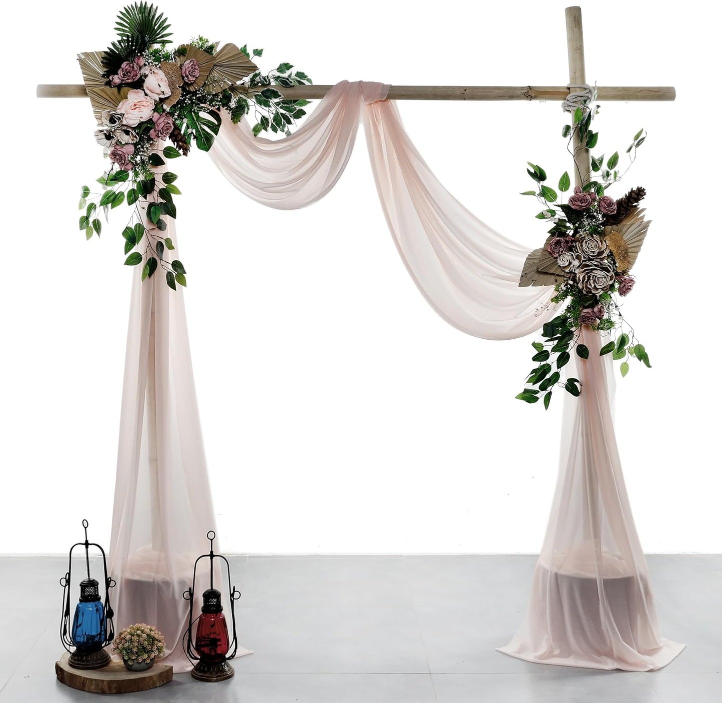 VDS Pack of 1 Panel (30 Inch X 100 Feet) Wedding Arch Draping Fabric Sheer Chiffon Fabric Drapery for Wedding Ceremony Reception Swag Backdrop Canopy Chuppah ARBO Altars Decoration (Nude)