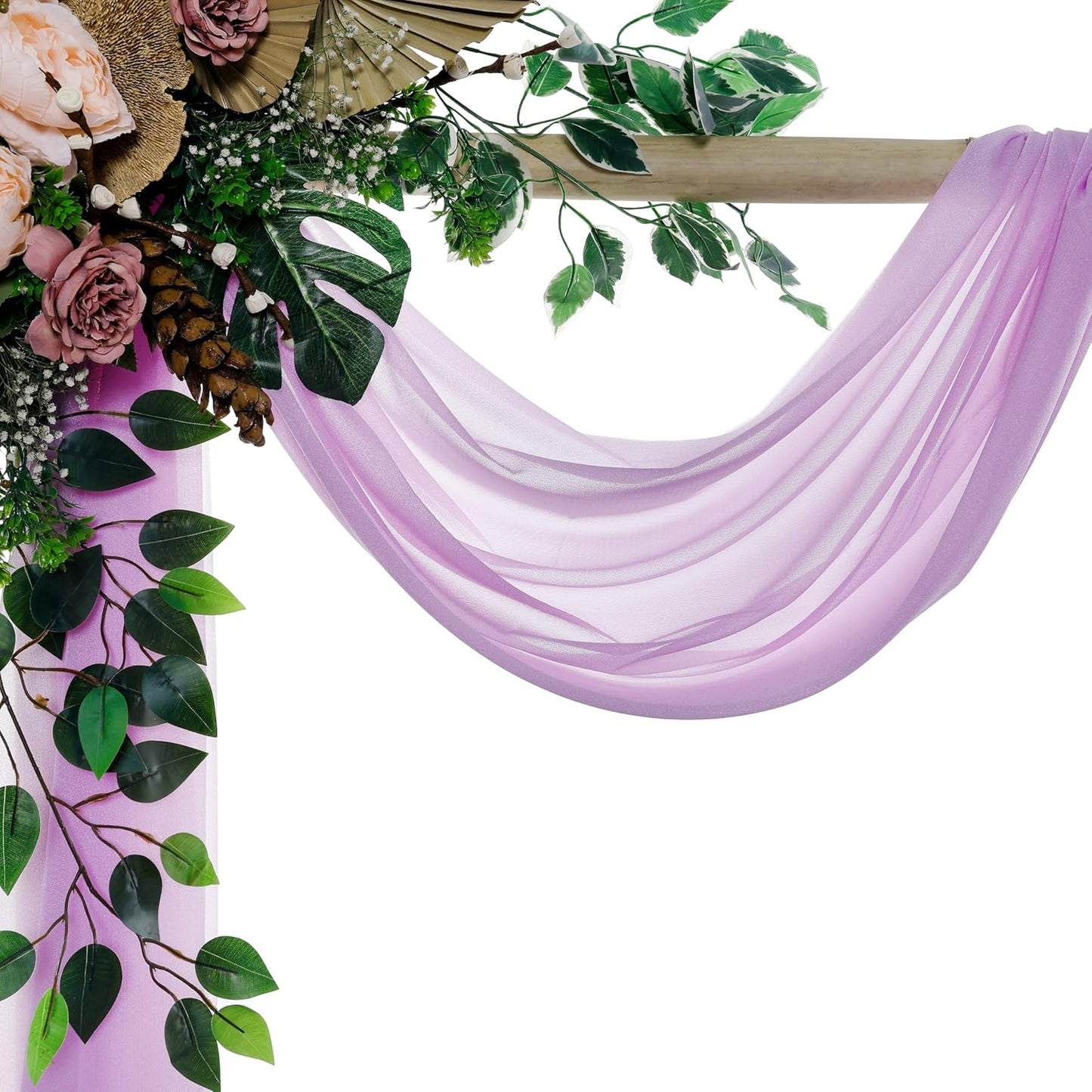 VDS Pack of 2 Panel (30 Inch X 40 Feet) Wedding Arch Draping Fabric Sheer Chiffon Fabric Drapery for Wedding Ceremony Reception Swag Backdrop Canopy Chuppah ARBO Altars Decoration (Orchid)
