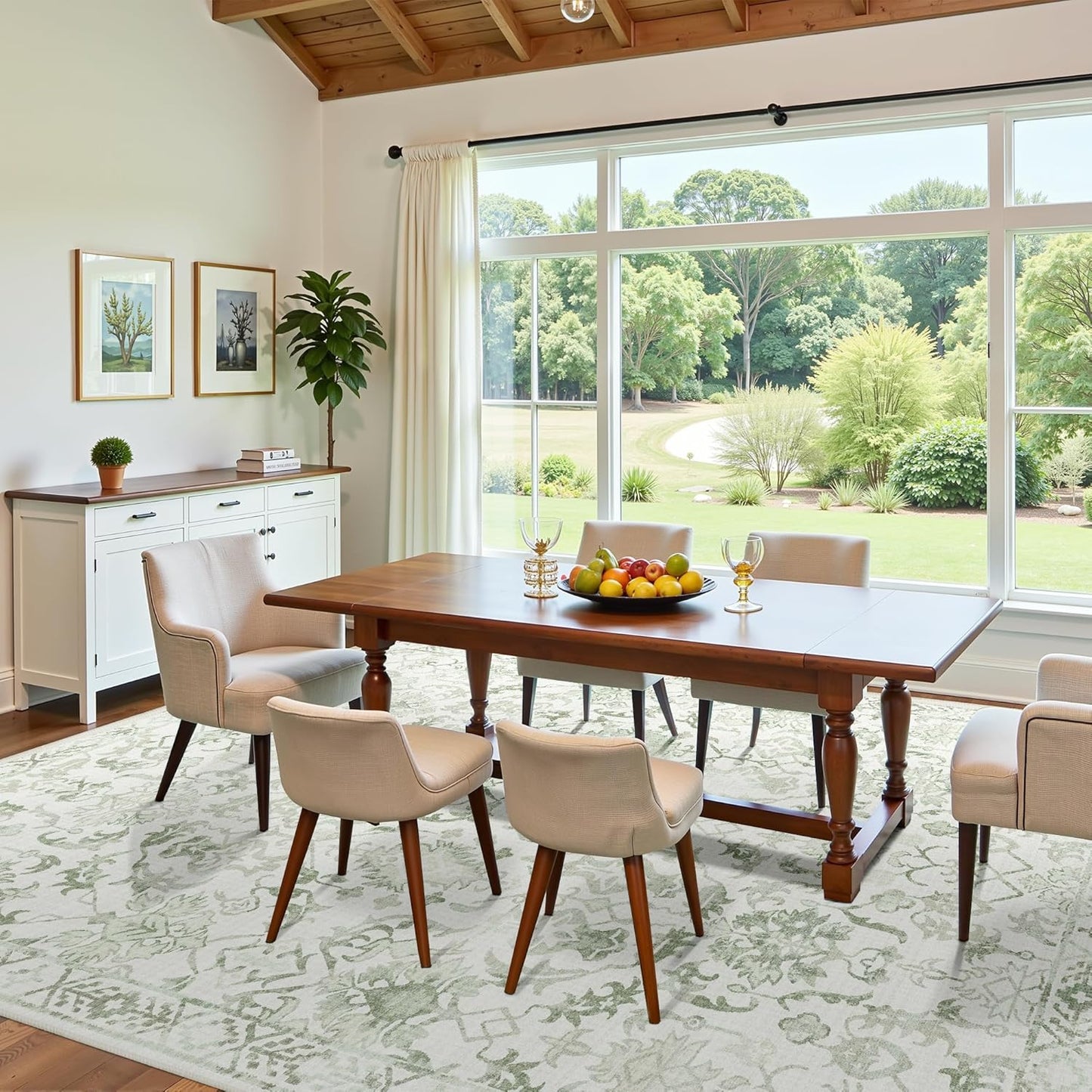 Sage Extra Large Area Rug 10x14 for Living Room, Distressed Washable Rug for Dining Room Bedroom, Anti-Slip Low-Pile and Soft Accent Rug Farmhouse Office Home Decor Light Green