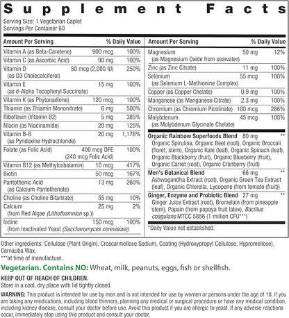 Rainbow Light Mens One Multivitamin, Men's Daily Multivitamin Provides High-Potency Immune Support, With Vitamin C, Vitamin D and Zinc, Vegetarian, 60 Count