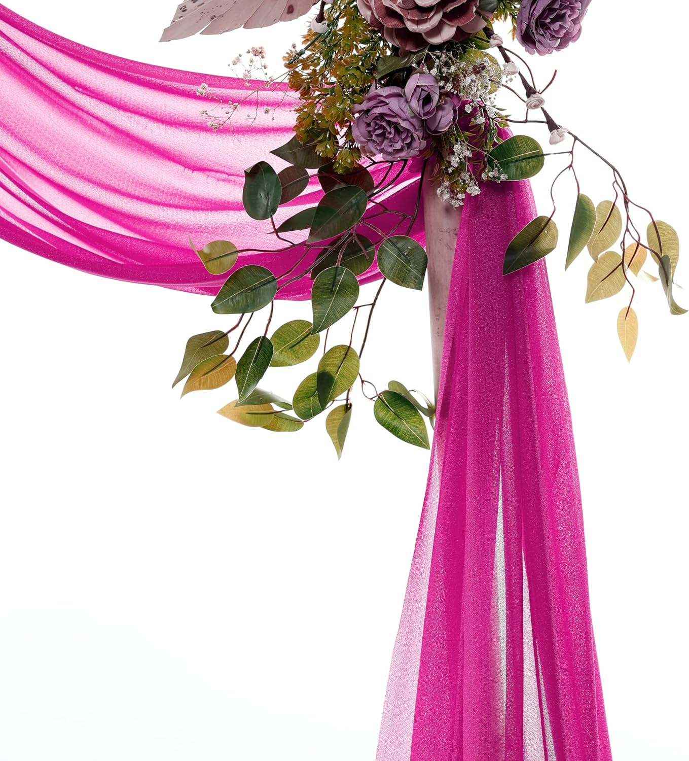 VDS Pack of 2 Panel (30 Inch X 100 Feet) Wedding Arch Draping Fabric Sheer Chiffon Fabric Drapery for Wedding Ceremony Reception Swag Backdrop Canopy Chuppah ARBO Altars Decoration (Magenta)
