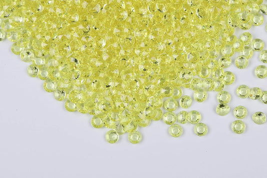 1000pcs/ Pack Wedding Table Acrylic Diamond Scatter Crystals Confetti Acrylic Gems Vase Fillers Rhinestones for Wedding, Bridal Shower, Vase Beads Decorations (12mm, Light Yellow)