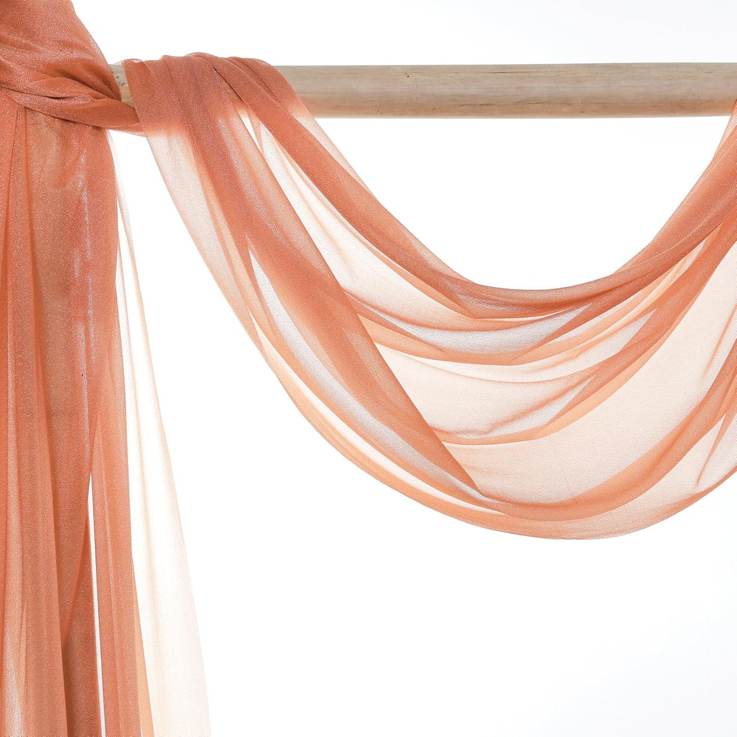 VDS Pack of 2 Panel (30 Inch X 30 Feet) Wedding Arch Draping Fabric Sheer Chiffon Fabric Drapery for Wedding Ceremony Reception Swag Backdrop Canopy Chuppah ARBO Altars Decoration (Coral Peach)