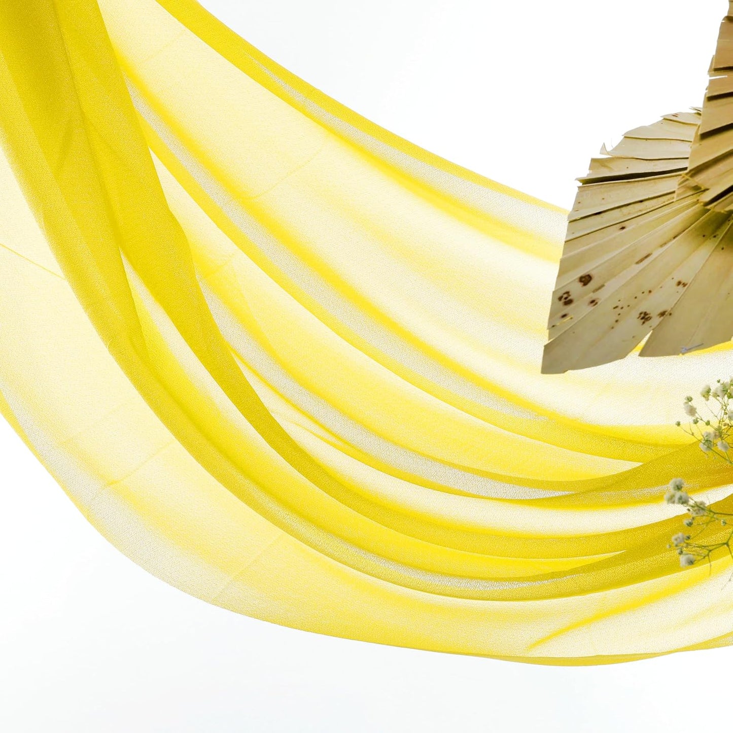 VDS Pack of 1 Panel (30 Inch X 20 Feet) Wedding Arch Draping Fabric Sheer Chiffon Fabric Drapery for Wedding Ceremony Reception Swag Backdrop Canopy Chuppah ARBO Altars Decoration (Yellow)