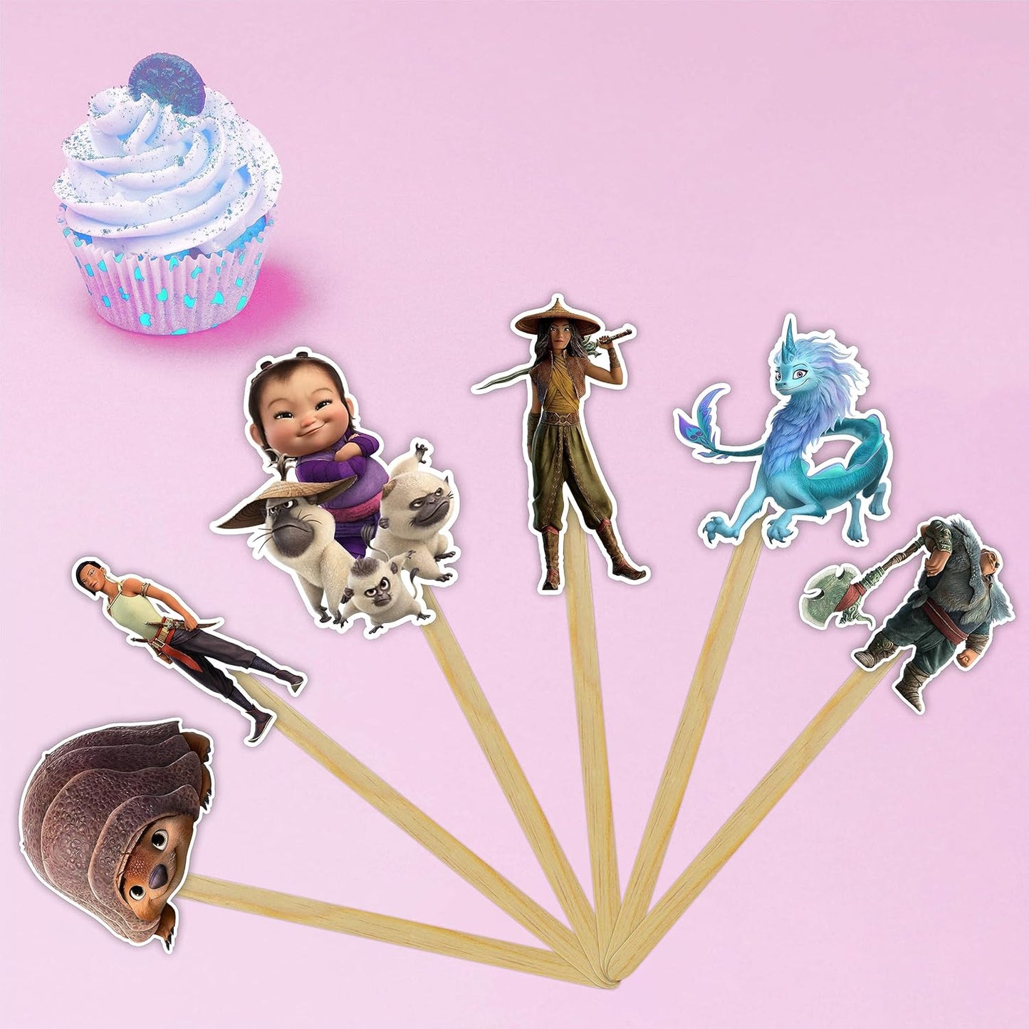 "Raya and the Last Dragn Cupcake Topper – Princess and Fantasy-Themed Party Decoration – Colorful Cupcake Picks Featuring and Friends for Birthday Parties and Themed Celebrations"