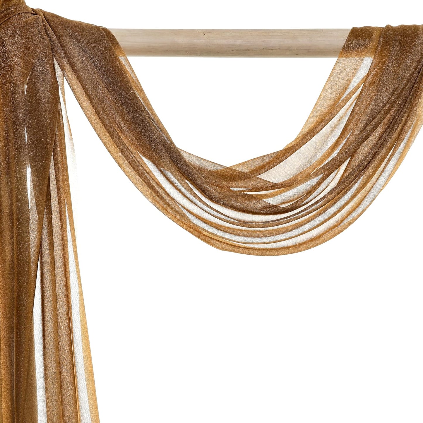 VDS Pack of 1 Panel (30 Inch X 20 Feet) Wedding Arch Draping Fabric Sheer Chiffon Fabric Drapery for Wedding Ceremony Reception Swag Backdrop Canopy Chuppah ARBO Altars Decoration (Mocha)