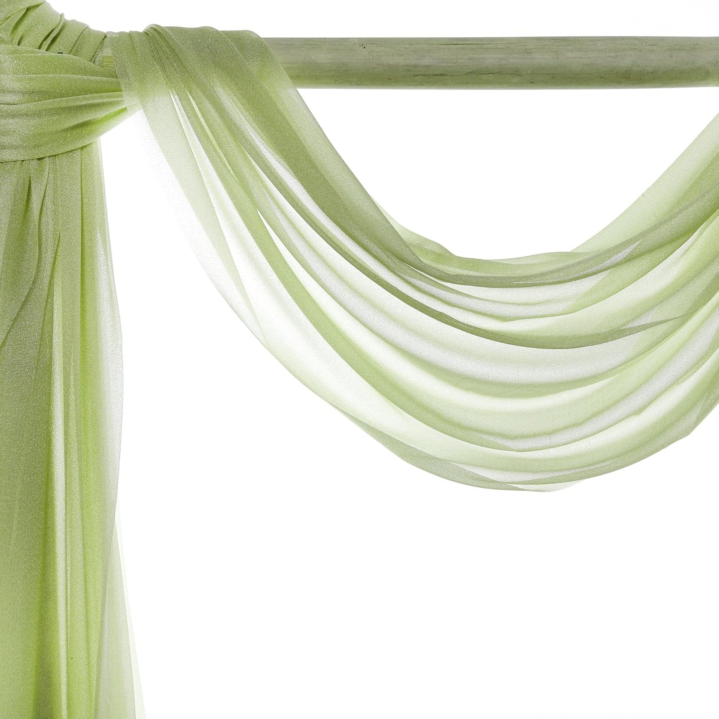 VDS Pack of 2 Panel (30 Inch X 40 Feet) Wedding Arch Draping Fabric Sheer Chiffon Fabric Drapery for Wedding Ceremony Reception Swag Backdrop Canopy Chuppah ARBO Altars Decoration (Sage Green)