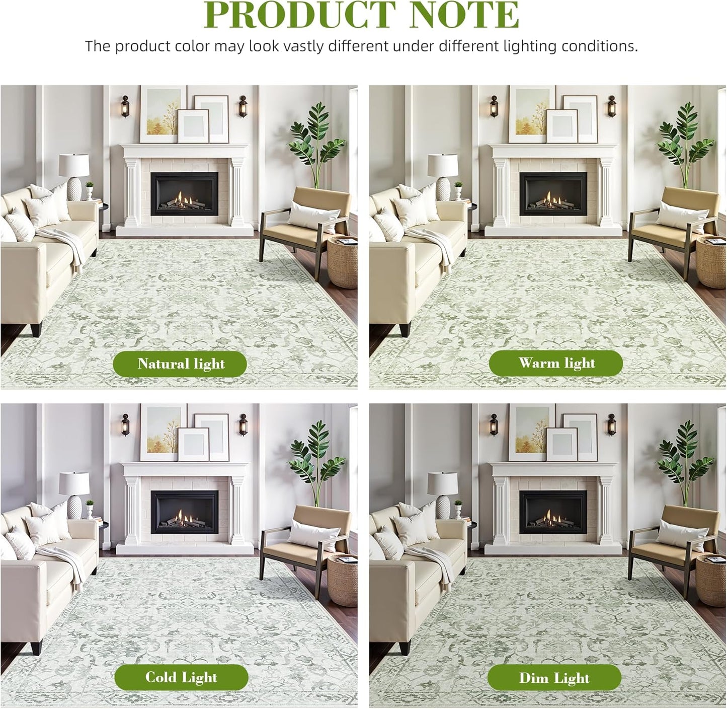 Sage Small Area Rug 2x3 Throw Rug for Entryway Bathroom Kitchen, Non-Slip Low-Pile Washable Distressed Modern Boho Floor Carpet for Laundry Room, Indoor Washstand Vanity Front Mat 24x36 Inch