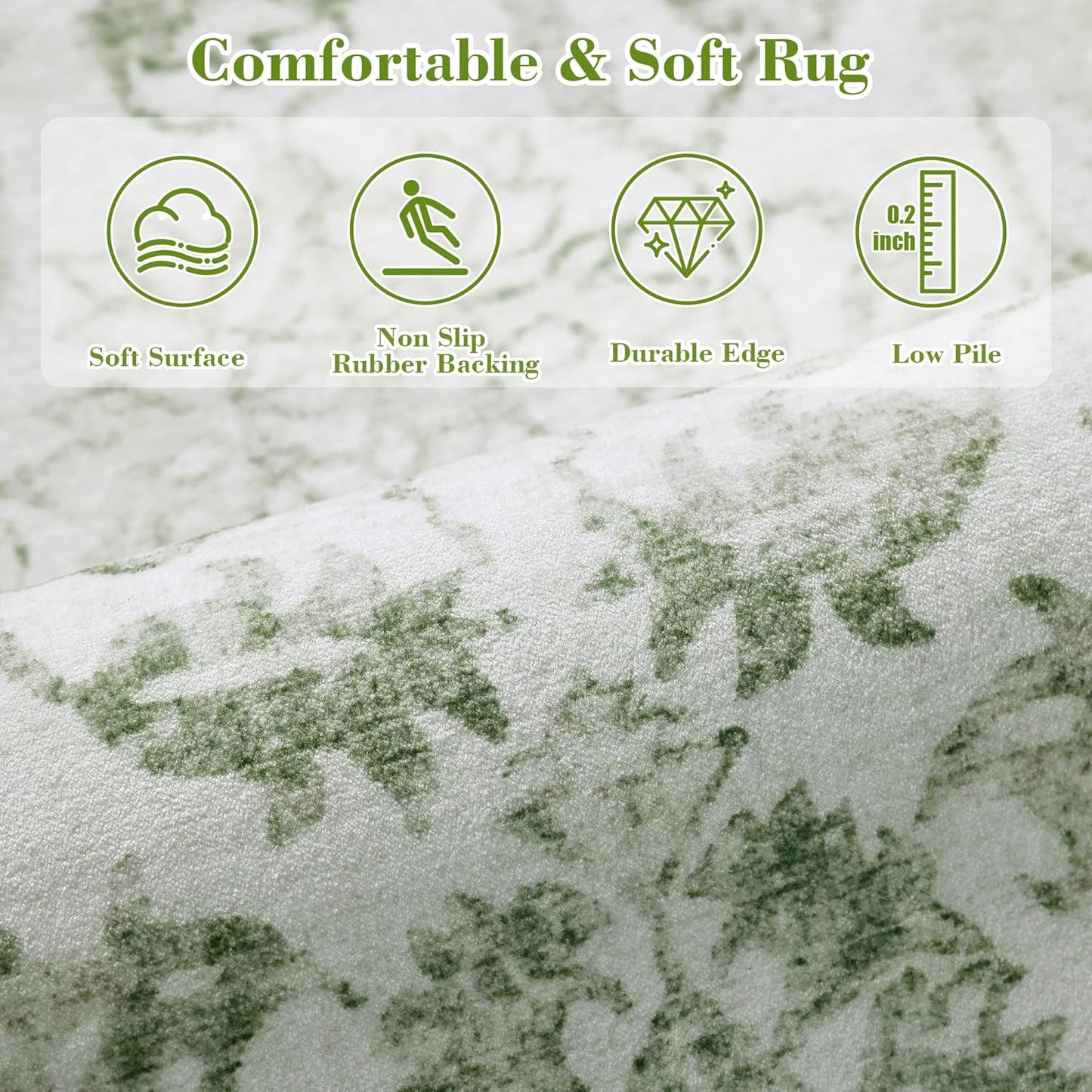 Sage Area Rugs 7x9 for Living Room, Washable Vintage Rugs for Bedroom, Distressed Throw Rug, Non Slip Rug Carpet for Bedroom Dining Nursery