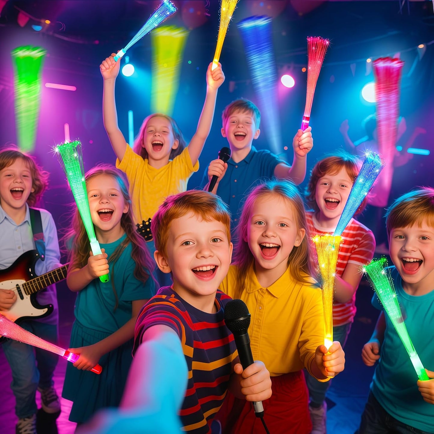 OceanWings Glow Fiber Optic Wands,Halloween Glow Sticks Bulk Party Pack,Glow in the dark Party Supplies Favor Flashing Light Up Sticks for Birthday Holiday Party Wedding Halloween Christmas(100)