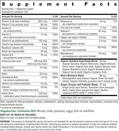 Rainbow Light Mens One High Potency Daily Multivitamin, Vegetarian, 150 ct., Package May Vary
