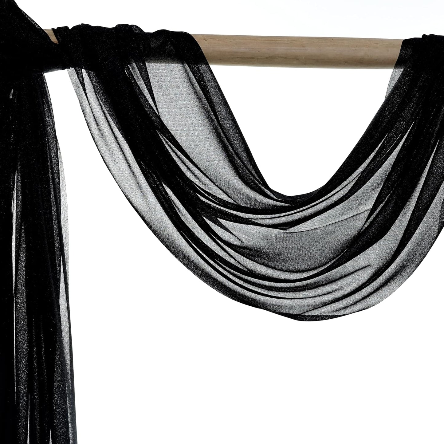 VDS Pack of 2 Panel (30 Inch X 30 Feet) Wedding Arch Draping Fabric Sheer Chiffon Fabric Drapery for Wedding Ceremony Reception Swag Backdrop Canopy Chuppah ARBO Altars Decoration (Black)