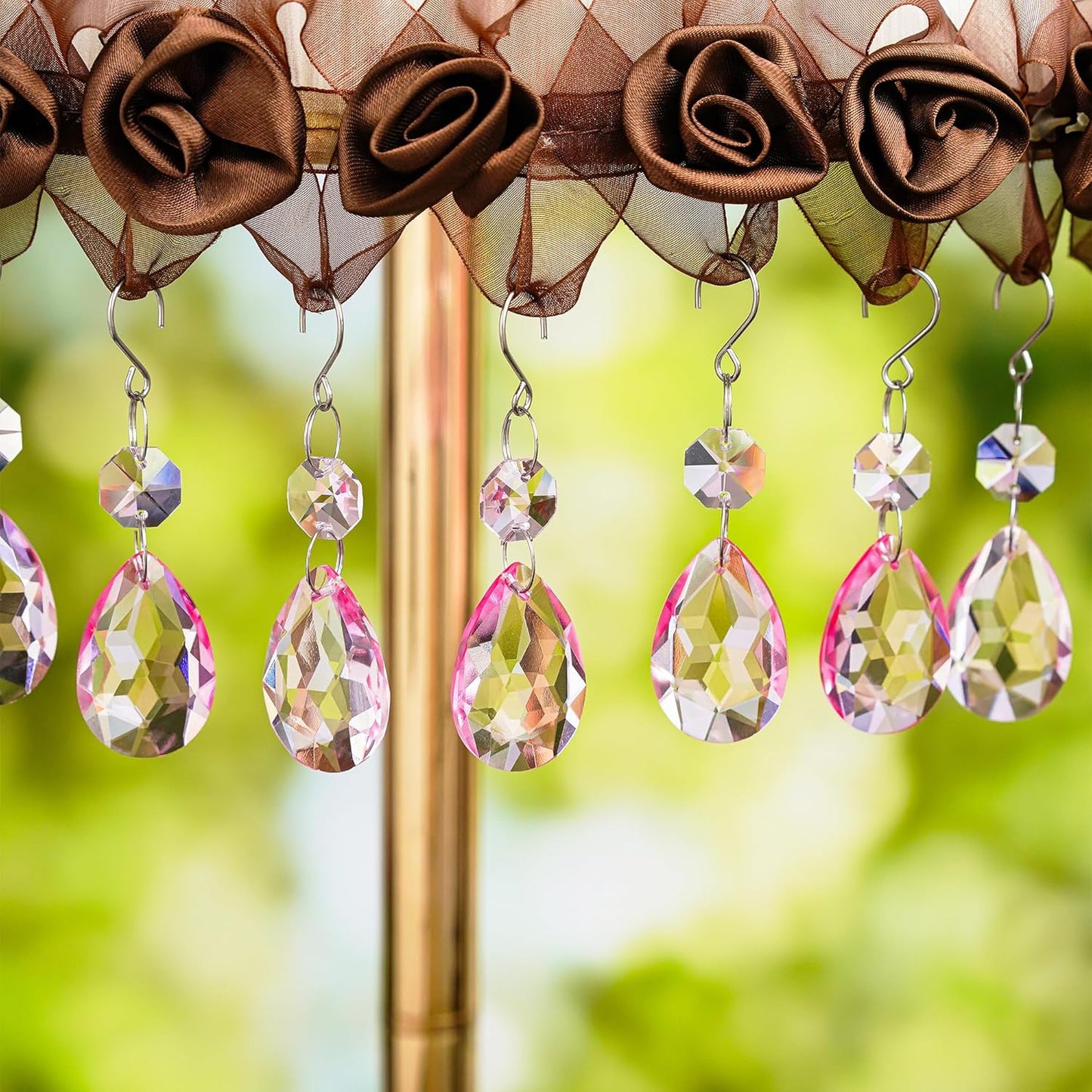H&D HYALINE & DORA 3Inch Crystal Suncatcher Bauhinia Prisms Pendants 10Pcs Chandelier Crystals Replacement Hanging Sun Catcher Beads for DIY Arts Crafts Decor (Pink)