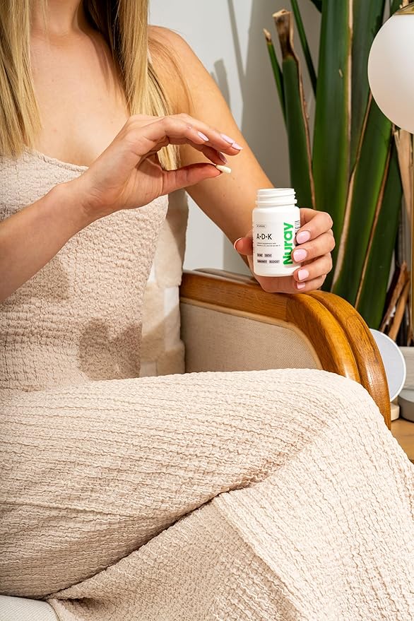 Nuray ADK Supplement - Essential Vitamin Complex for Immune Support, Bone Health, Teeth and Energy - with Vitamin A, D3, & K2 (as MK-7) - Vegetarian, Gluten Free & Soy Free - 60 Capsules