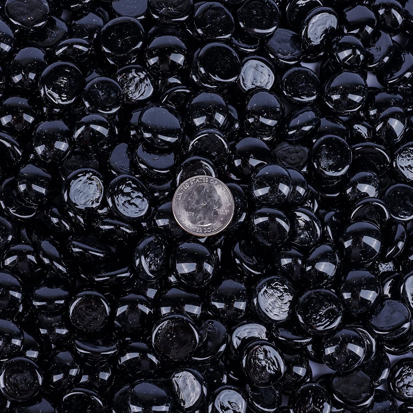 Galashield Flat Glass Marbles for Vases Black Glass Gems Beads Pebbles Vase Filler (5 LBS, Approx. 540 PCS)