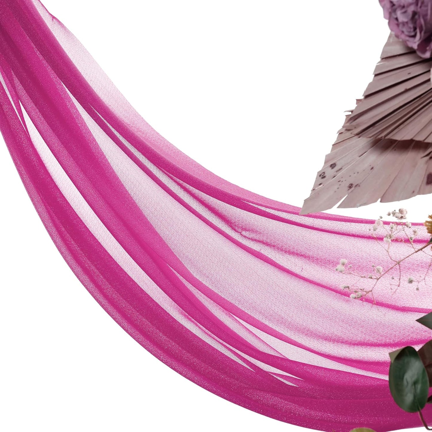 VDS Pack of 1 Panel (30 Inch X 100 Feet) Wedding Arch Draping Fabric Sheer Chiffon Fabric Drapery for Wedding Ceremony Reception Swag Backdrop Canopy Chuppah ARBO Altars Decoration (Magenta)