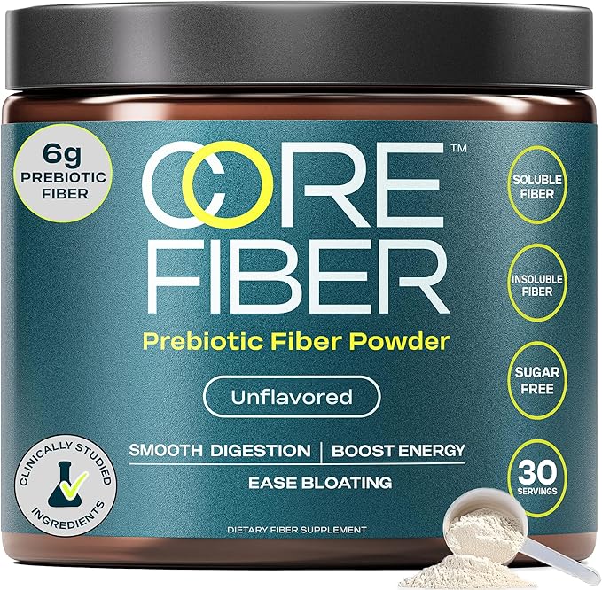 Prebiotic Fiber Supplement for Women & Men – 6g Prebiotic Fiber Powder – Daily Blend for Gut Health, Bloating, Regular Digestion & Energy – Soluble & Insoluble, Sugar Free, Unflavored, 30 Servings