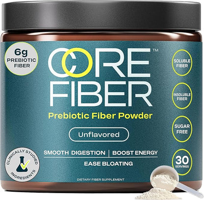 Prebiotic Fiber Supplement for Women & Men – 6g Prebiotic Fiber Powder – Daily Blend for Gut Health, Bloating, Regular Digestion & Energy – Soluble & Insoluble, Sugar Free, Unflavored, 30 Servings