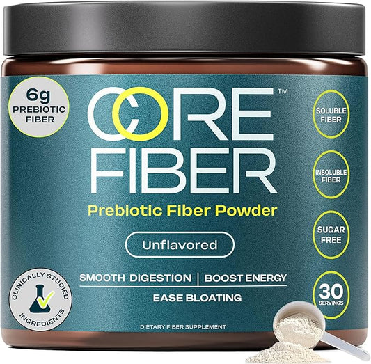 Prebiotic Fiber Supplement for Women & Men – 6g Prebiotic Fiber Powder – Daily Blend for Gut Health, Bloating, Regular Digestion & Energy – Soluble & Insoluble, Sugar Free, Unflavored, 30 Servings