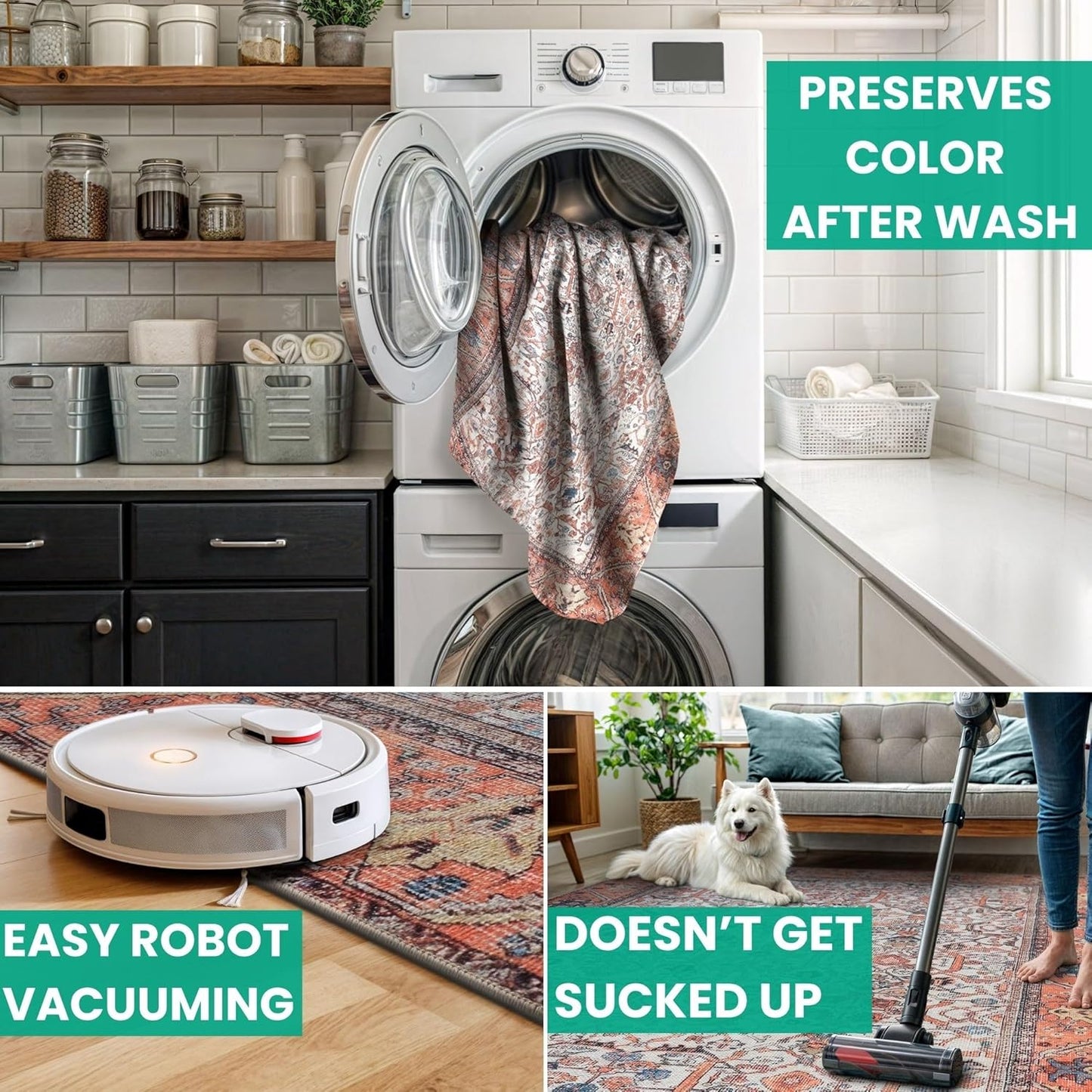 Bloom Rugs Washable Non-Slip 12 ft Runner - Orange Traditional Bordered Runner for Entryway, Hallway, Bathroom, and Kitchen - Exact Size: 2.5' x 12'