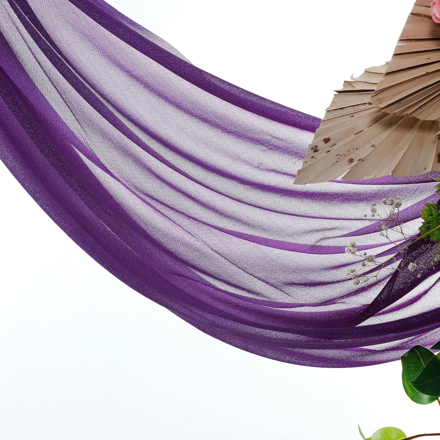 VDS Pack of 1 Panel (30 Inch X 100 Feet) Wedding Arch Draping Fabric Sheer Chiffon Fabric Drapery for Wedding Ceremony Reception Swag Backdrop Canopy Chuppah ARBO Altars Decoration (Purple)