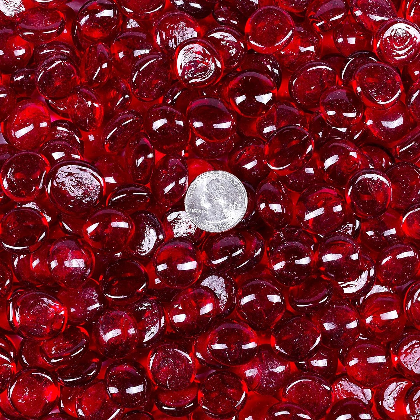 Galashield Flat Glass Marbles for Vases Red Glass Gems Beads Pebbles Vase Filler (1 LB, Approx. 105 PCS)